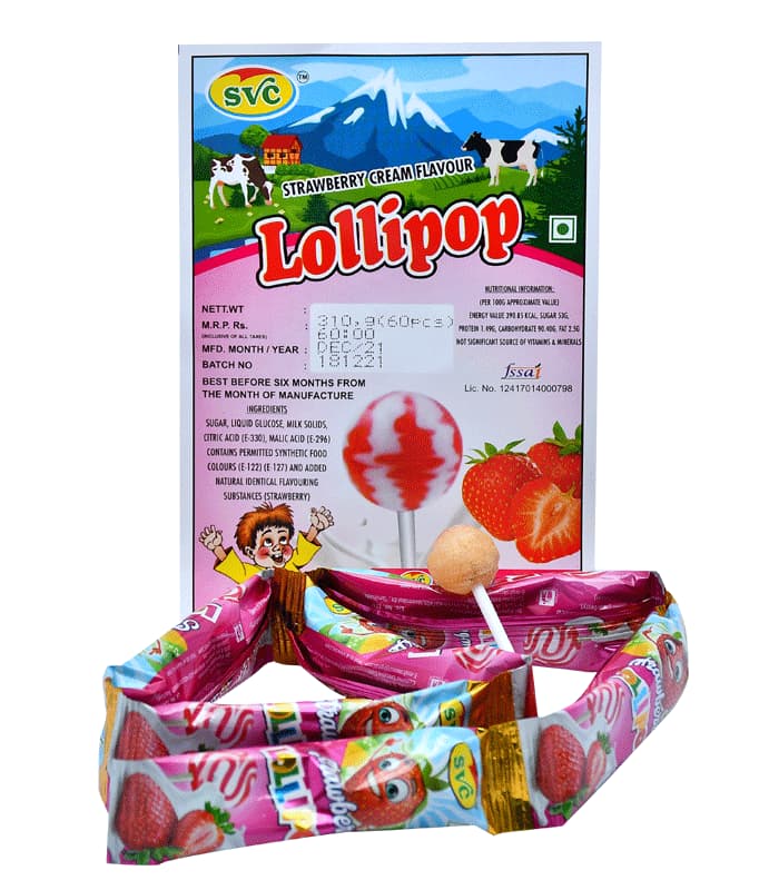 SVC Strawberry cream Flavour Lollipop